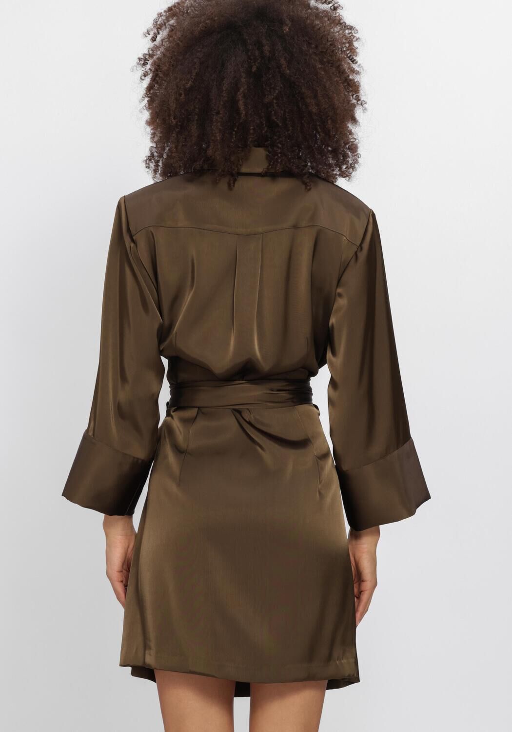 Braune DANTE6 Minikleid NOANNE SATIN-WRAP DRESS - large