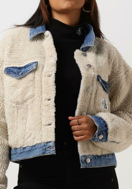 Blaue CALVIN KLEIN Jeansjacke REVERSIBLE SHERPA CROP DNM JKT - large