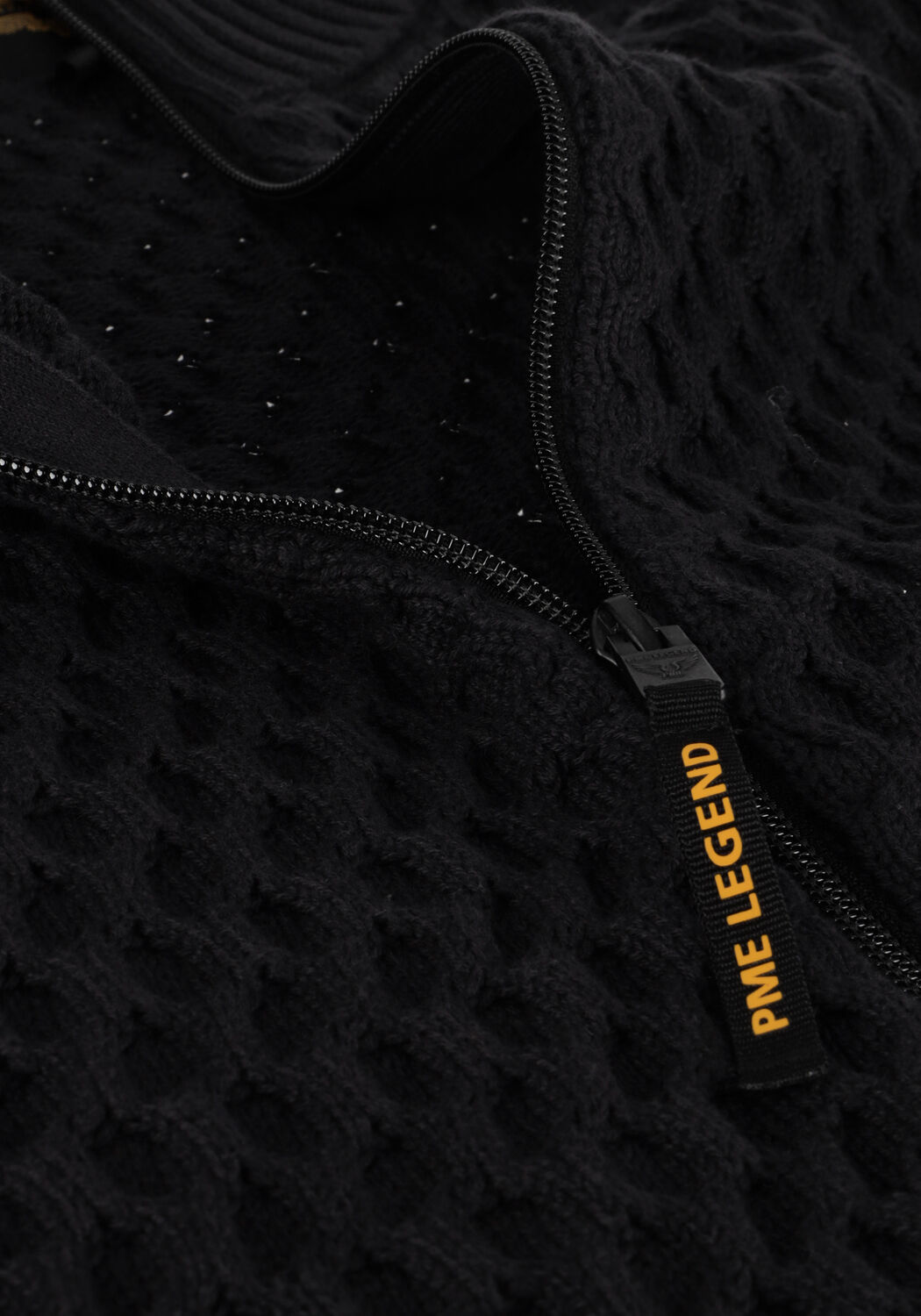 Schwarze PME LEGEND Strickjacke ZIP JACKET COTTON STRUCTURE MIX - large