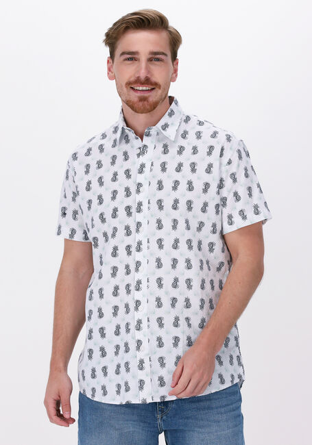Weiße SELECTED HOMME Casual-Oberhemd SLHREGNEW-LINEN SHIRT SS CLASSIC W - large
