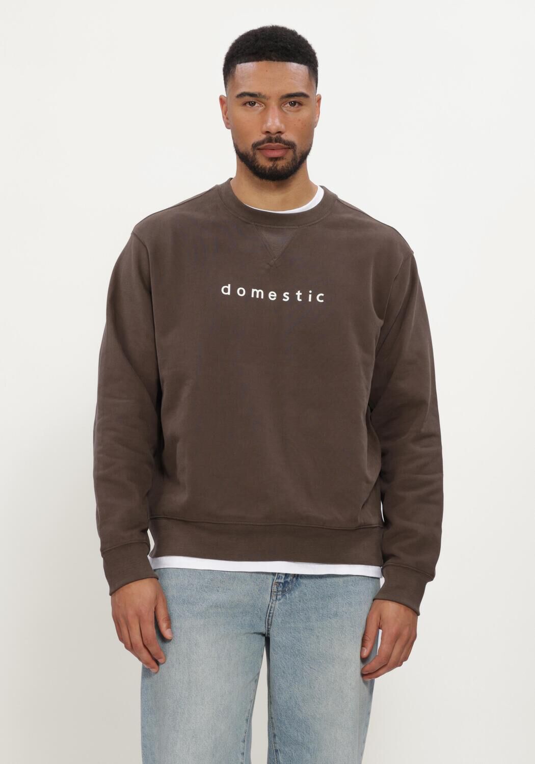Braune SELECTED MEN Sweatshirt SLMDOMESTIC RELAXAXEL LS CREW NECK SWEAT - large