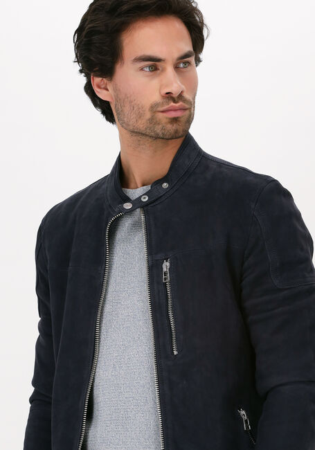 Dunkelblau GOOSECRAFT Lederjack GALLION BIKER - large