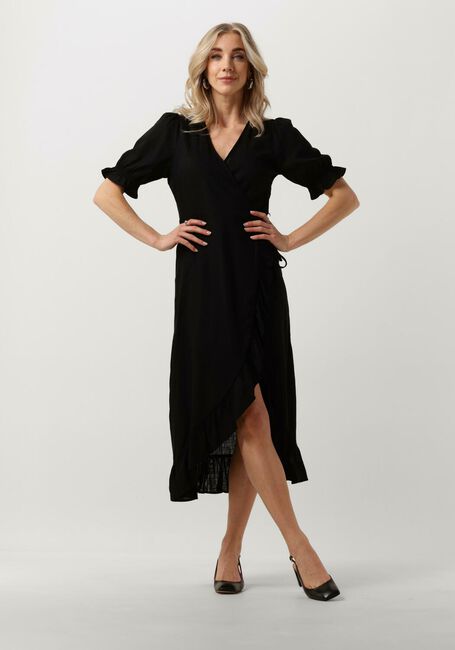 Schwarze OBJECT Midikleid OBJAMMIE S/S WRAP LONG DRESS - large