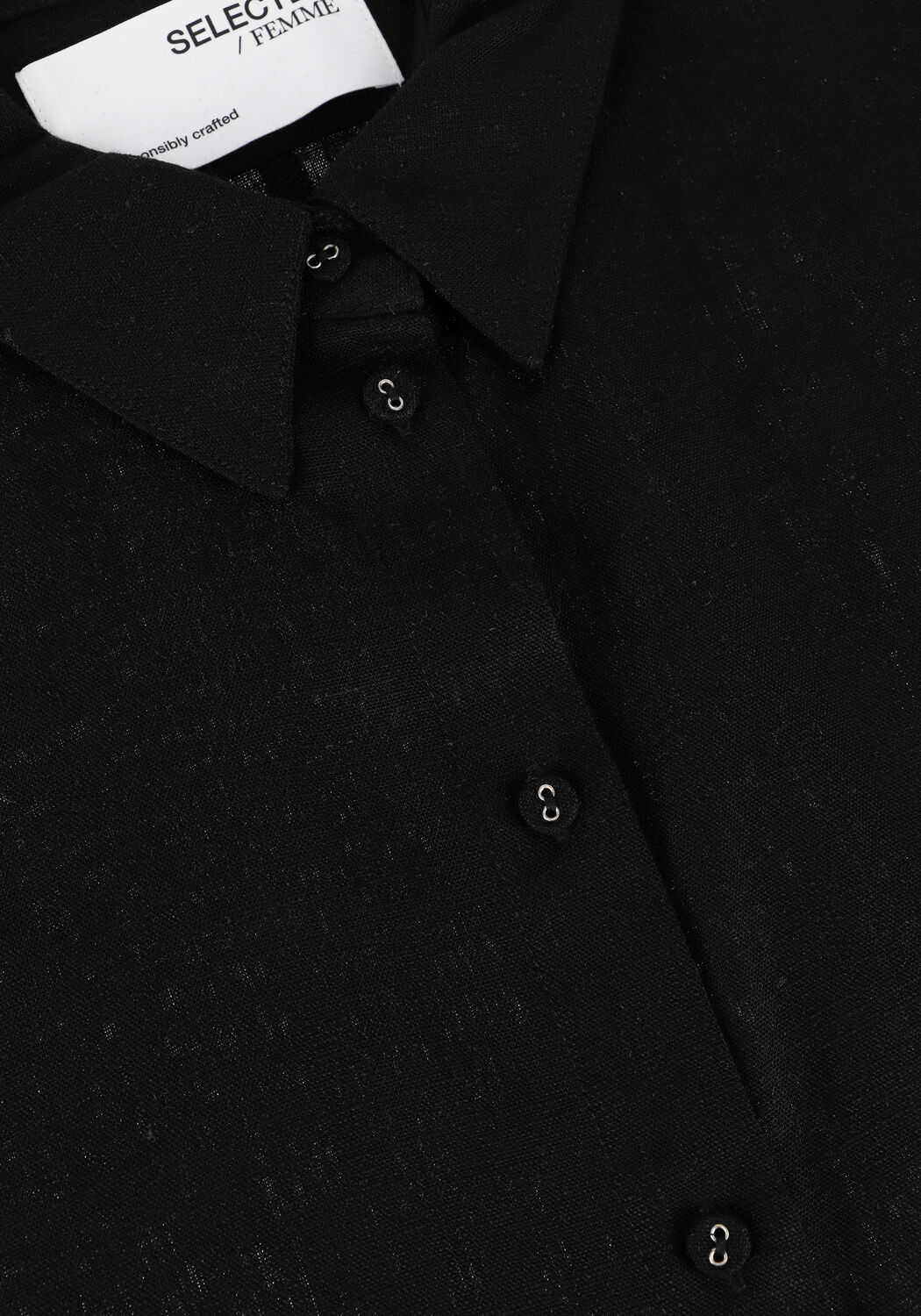 Schwarze SELECTED WOMEN Blusen SLFGULIA SS CROPPED SHIRT - large