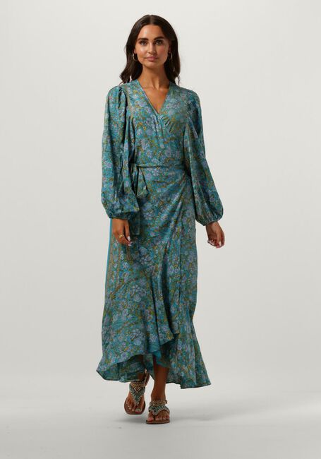Blaue SISSEL EDELBO Midikleid ZELDA WRAP DRESS - large
