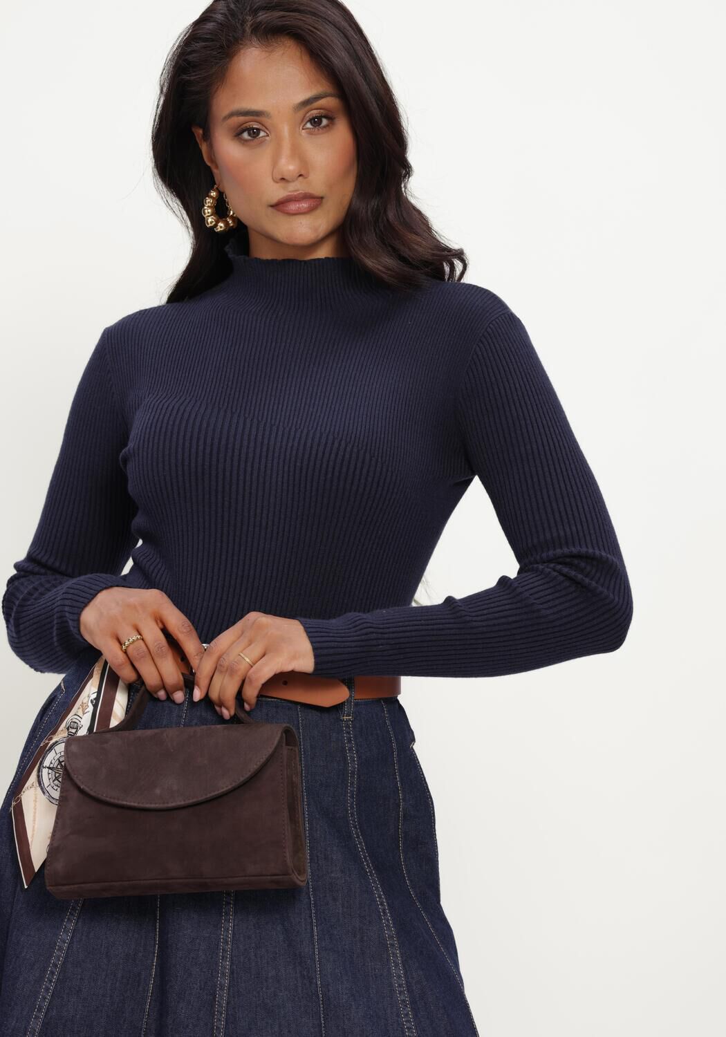 Dunkelblau CAROLINE BISS Rollkragenpullover 4200 - large