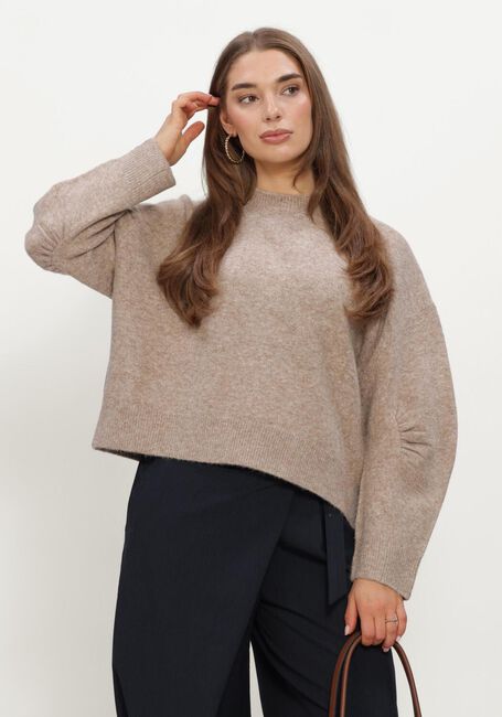 Beige SUMMUM Pullover BOXY SWEATER WOOL ELASTANE BLEND KNIT - large