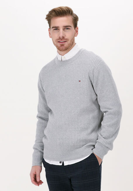 Hellgrau TOMMY HILFIGER Pullover GRID STRUCTURE CREW NECK - large