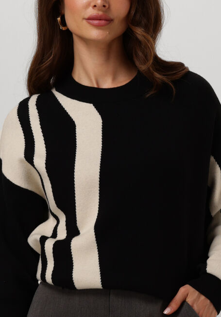 Schwarze OBJECT Pullover OBJRAY LO L/S KNIT PULLOVER AOP - large