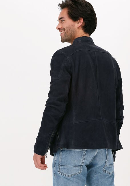 Dunkelblau GOOSECRAFT Lederjack GALLION BIKER - large