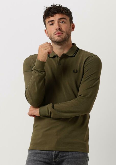 Grüne FRED PERRY Polo-Shirt LS TWIN TIPPED SHIRT - large