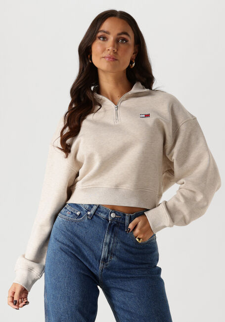 Beige TOMMY JEANS Pullover TJW BXY CRP BADGE 1/4ZIP - large