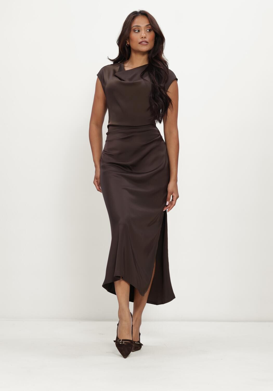 Braune MODSTR&Ouml;M Midikleid TAILORMD DRESS - large
