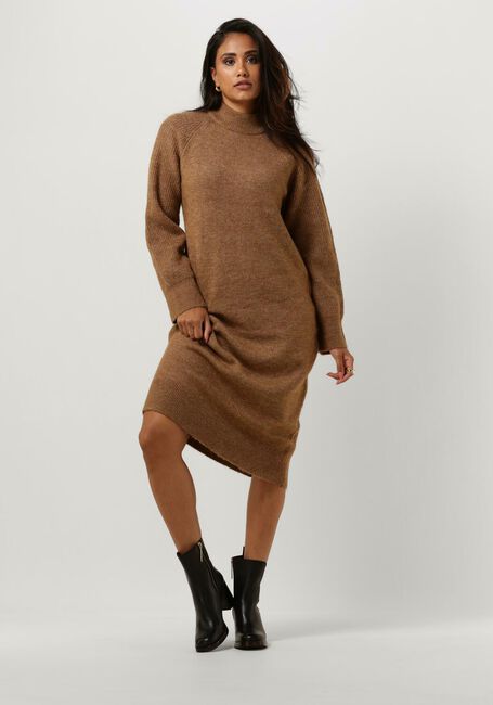 Braune SELECTED FEMME Midikleid SLFRENA LS HIGH NECK KNIT DRESS - large
