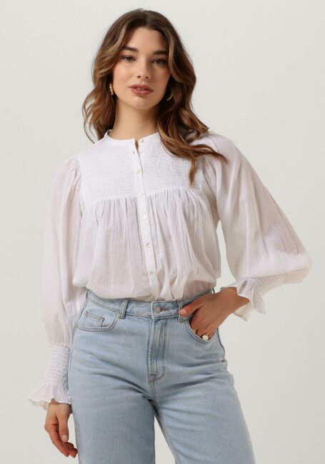 Wei&szlig;e ANTIK BATIK Blusen HITA SMOCKED - large