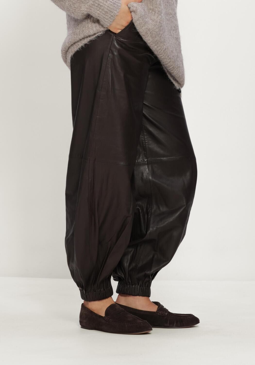 Braune HAUTE L'AMITI&Eacute; Weite Hose JASMIN LEATHER HAREM PANT - large