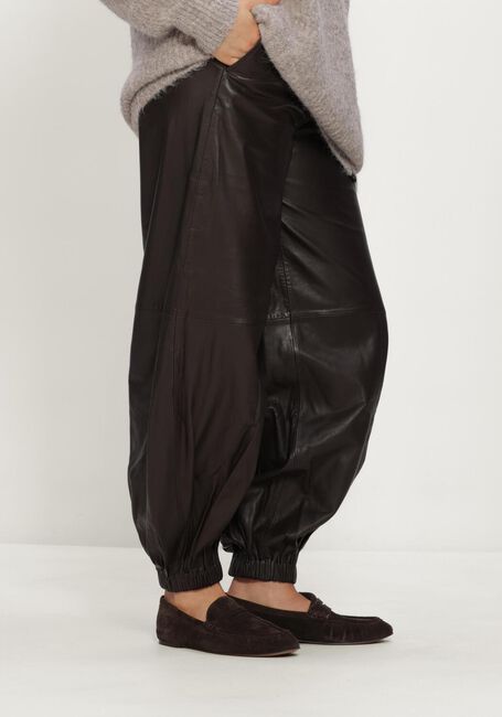 Braune HAUTE L'AMITI&Eacute; Weite Hose JASMIN LEATHER HAREM PANT - large