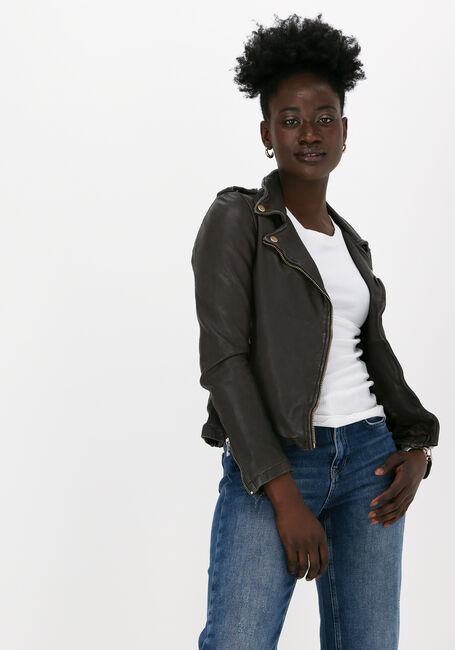 Braune GOOSECRAFT Lederjack GC BIKER513 - large