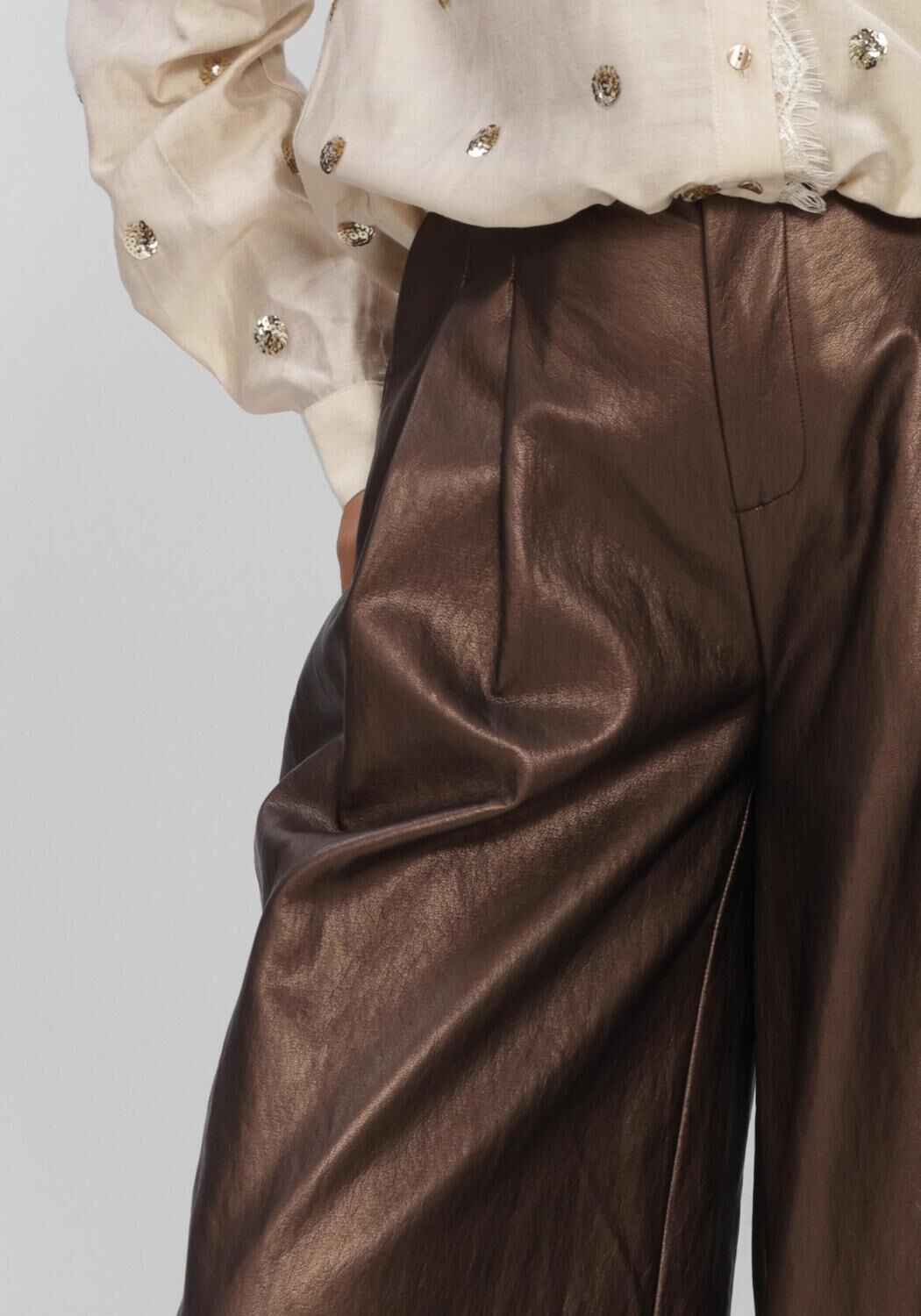 Braune NUKUS Weite Hose BODINE PANTS PU - large