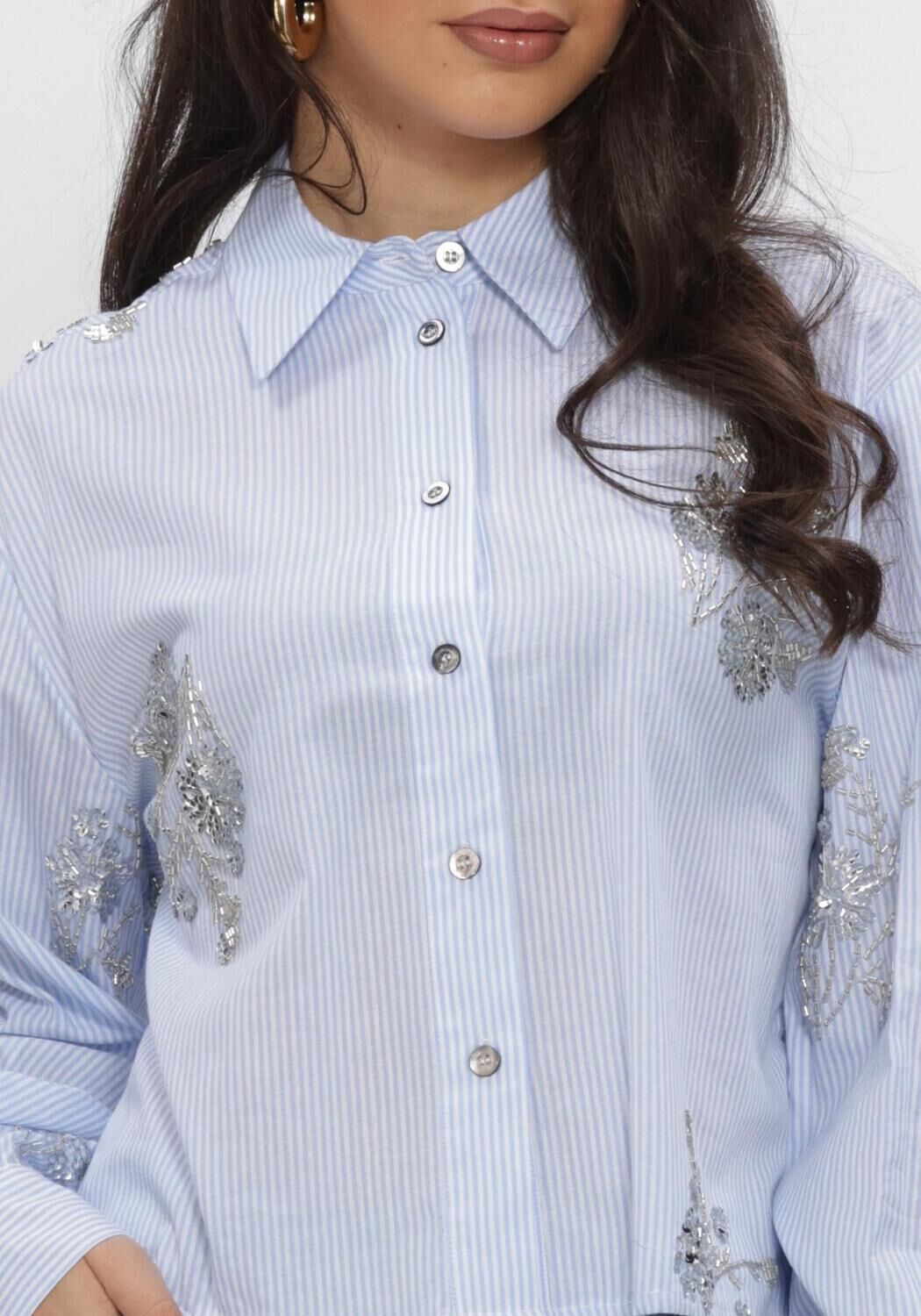 Blaue NUKUS Blusen ADORA BLOUSE STRIPE - large