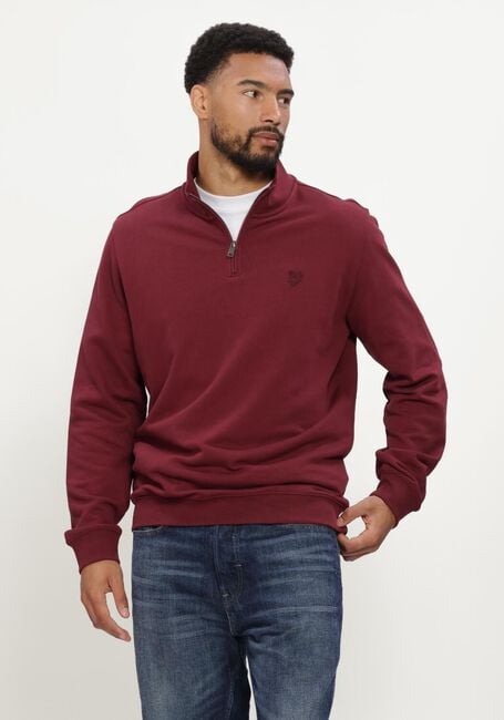 Bordeaux LYLE & SCOTT Pullover SUPERFINE QUARTER ZIP SWEATSHIRT - large