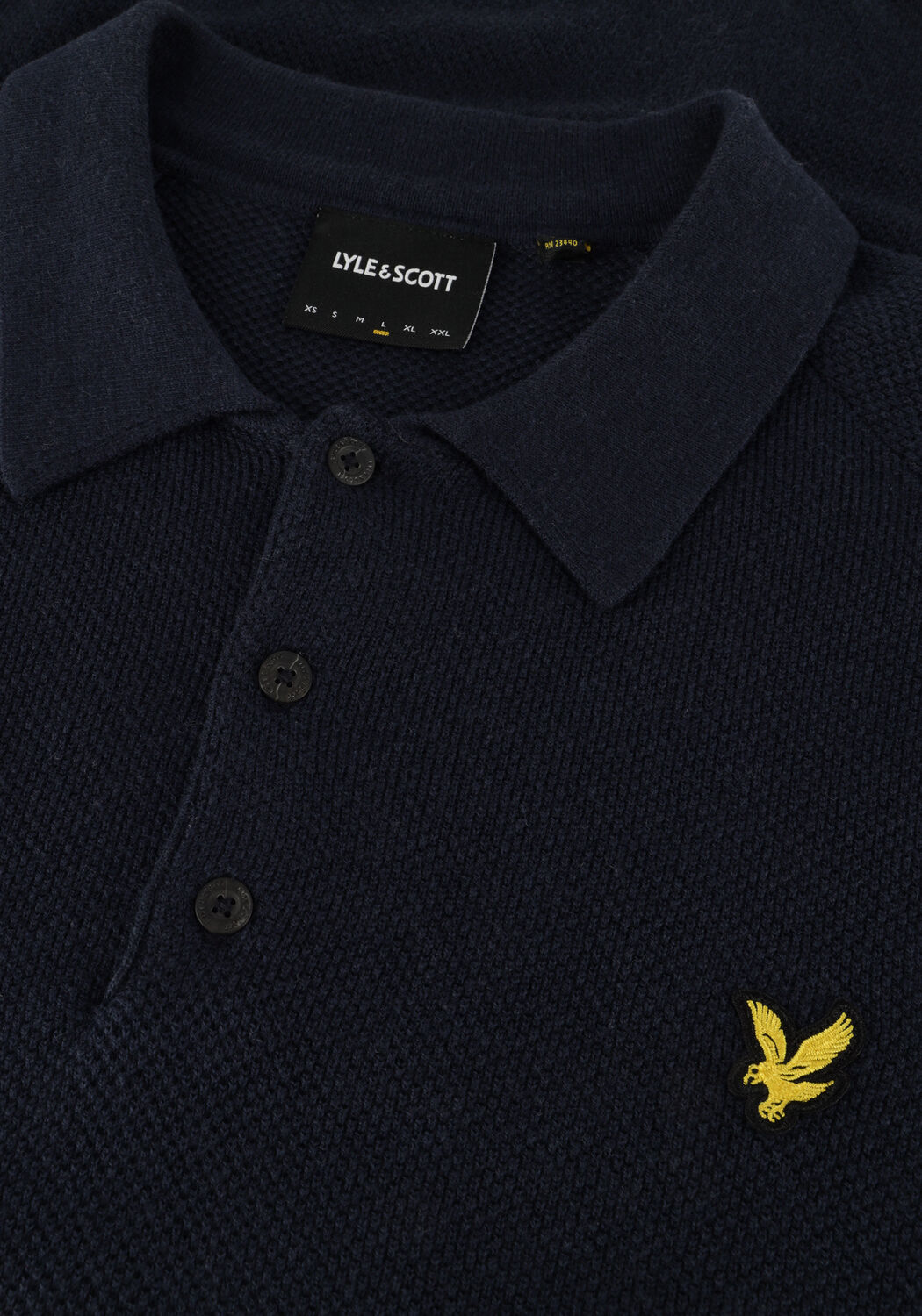 Dunkelblau LYLE & SCOTT Polo-Shirt LINEN BLEND KNITTED POLO - large