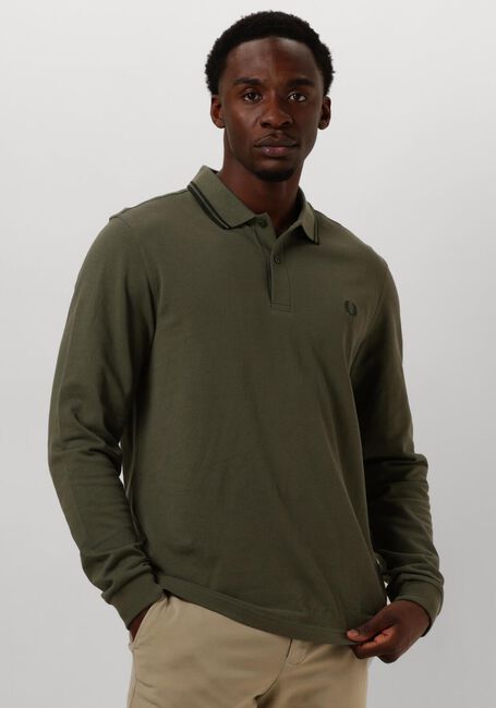 Dunkelgrün FRED PERRY Polo-Shirt TWIN TIPPED FRED PERRY SHIRT LONG SLEEVE - large