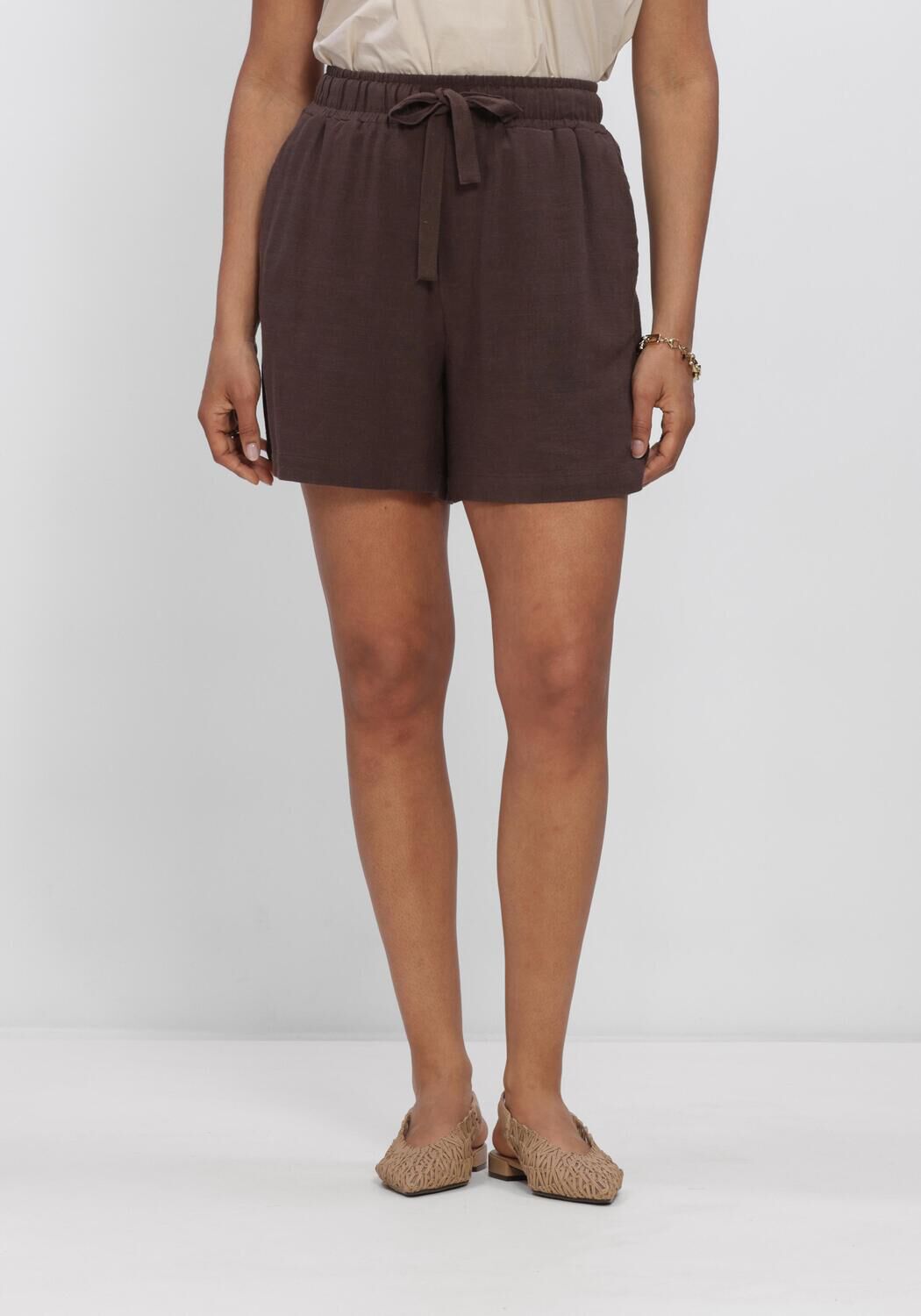 Braune OBJECT Kurze Hose OBJSANNE HW WIDE SHORTS - large