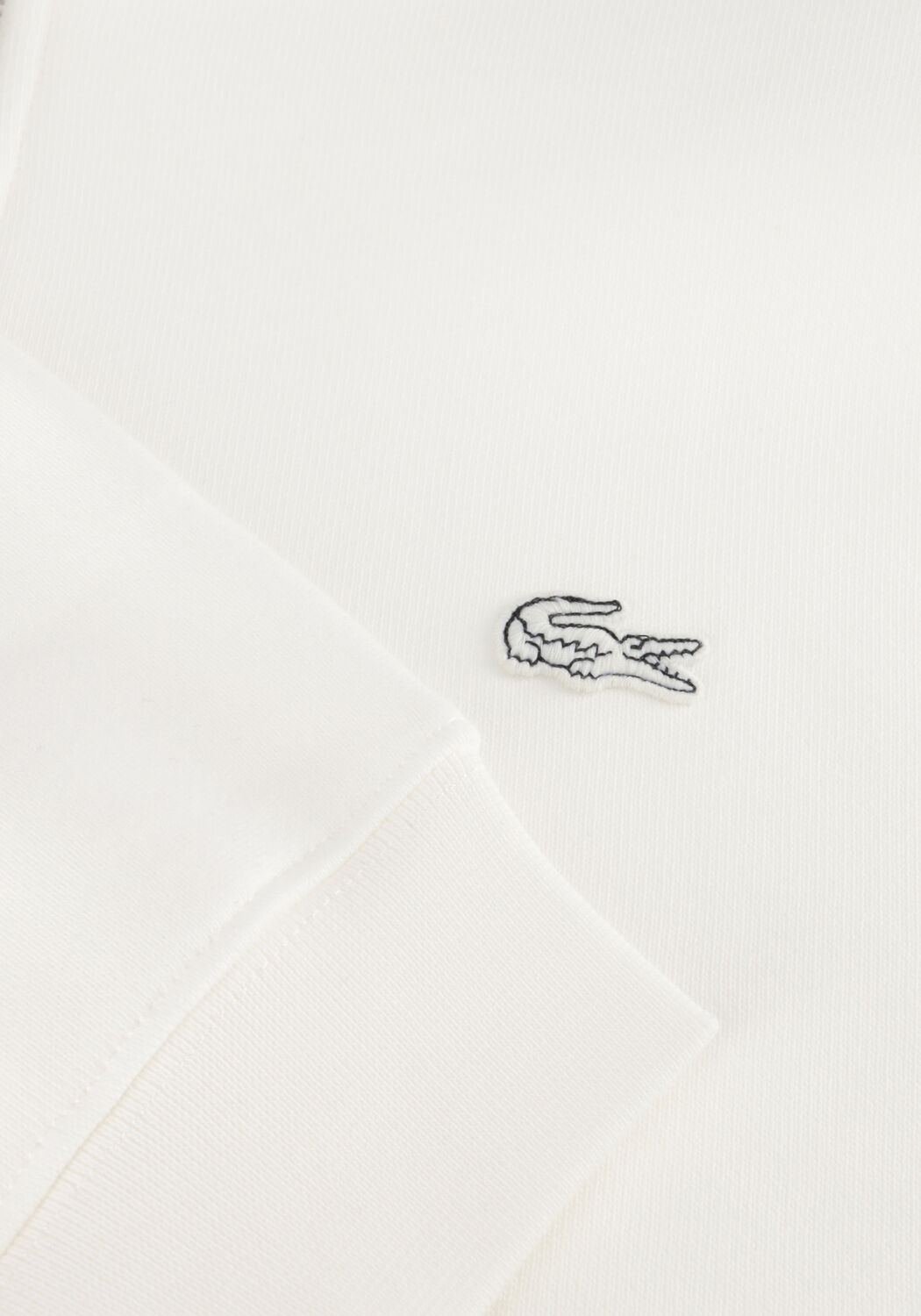 Creme LACOSTE Pullover LOOSE FIT ZIP NECK FLEECE SWEATSHIRT - large