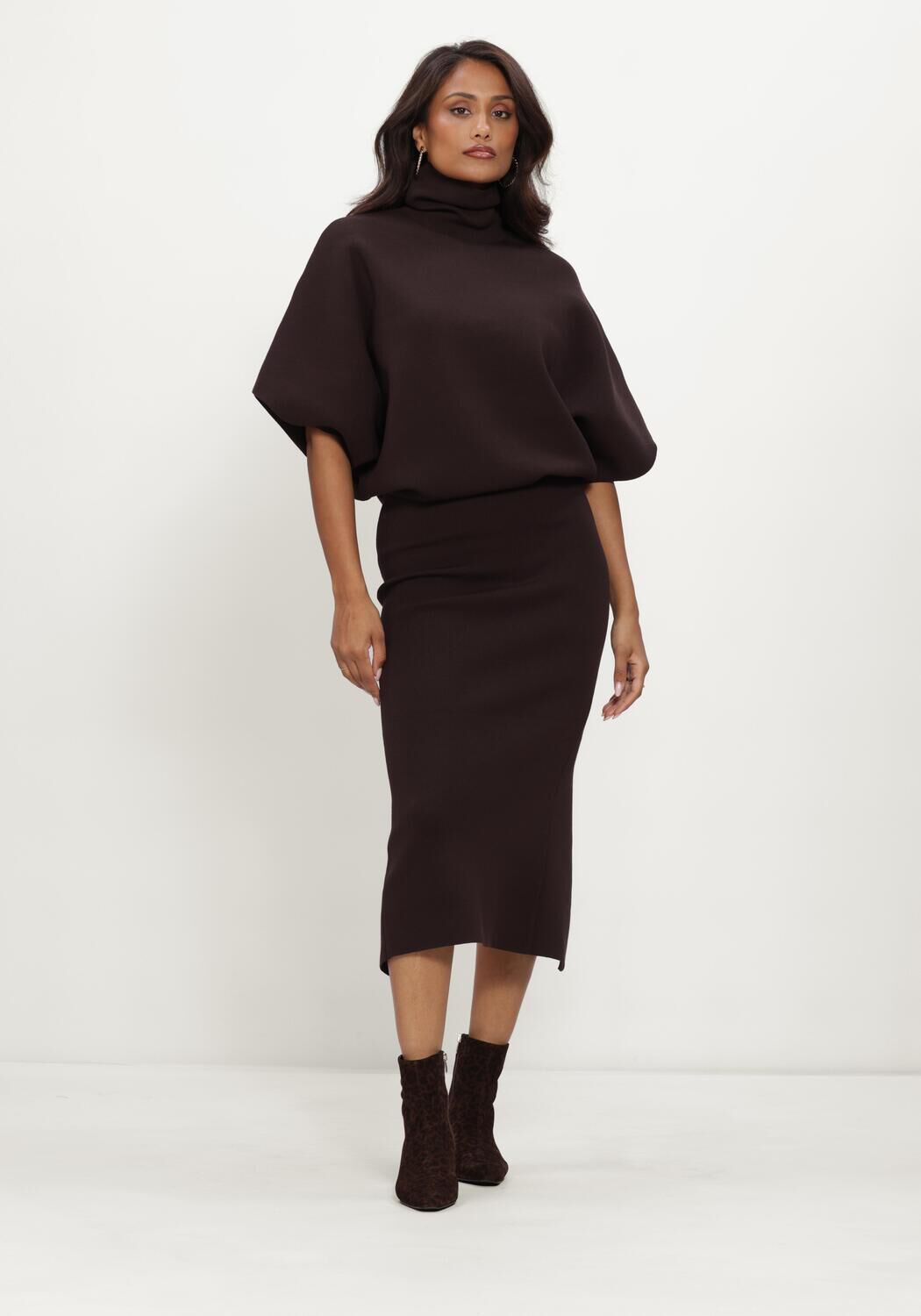 Braune NOTRE-V Midikleid NV-IYLA - large