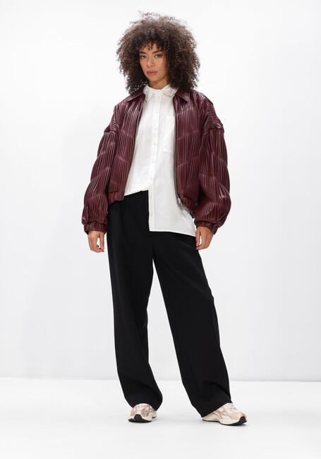 Bordeaux ALIX THE LABEL Wattierte Jack LADIES WOVEN PLEATED FAUX LEATHER BOMBER - large
