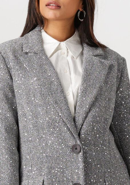 Silberne ALIX THE LABEL Mäntel LADIES WOVEN SEQUIN LONG BLAZER - large