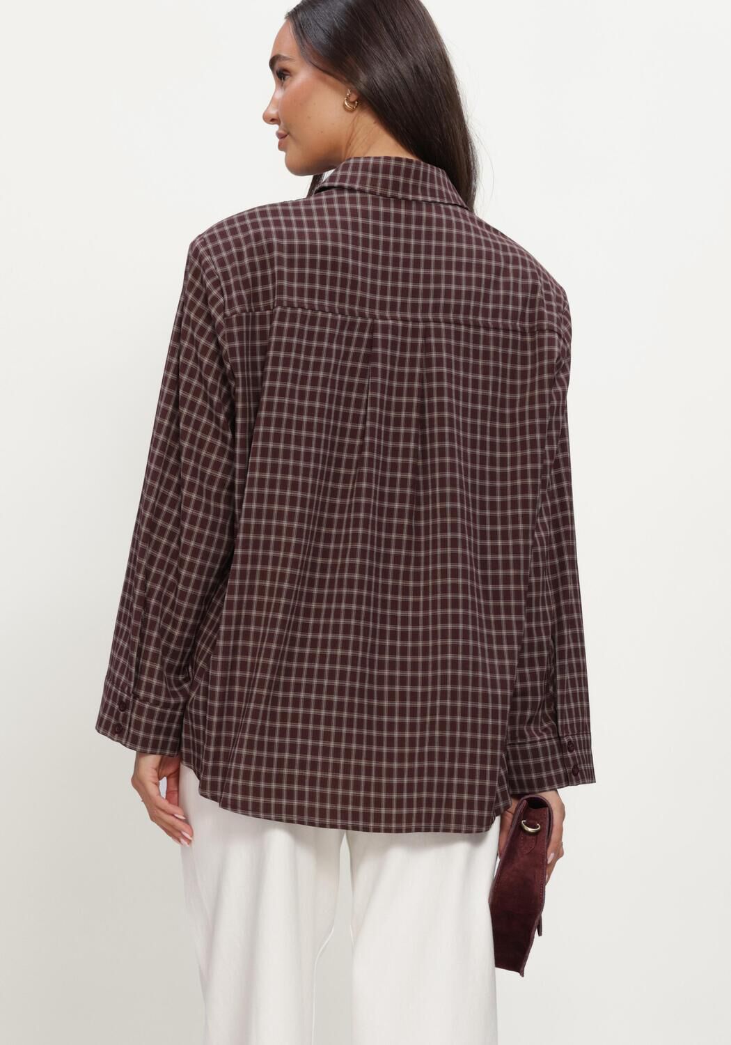 Braune NEO NOIR Blusen ANELLA CHECK SHIRT - large