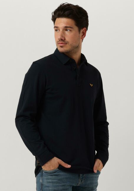 Blaue PME LEGEND Polo-Shirt LONG SLEEVE POLO PIQUE GARMENT DYE - large