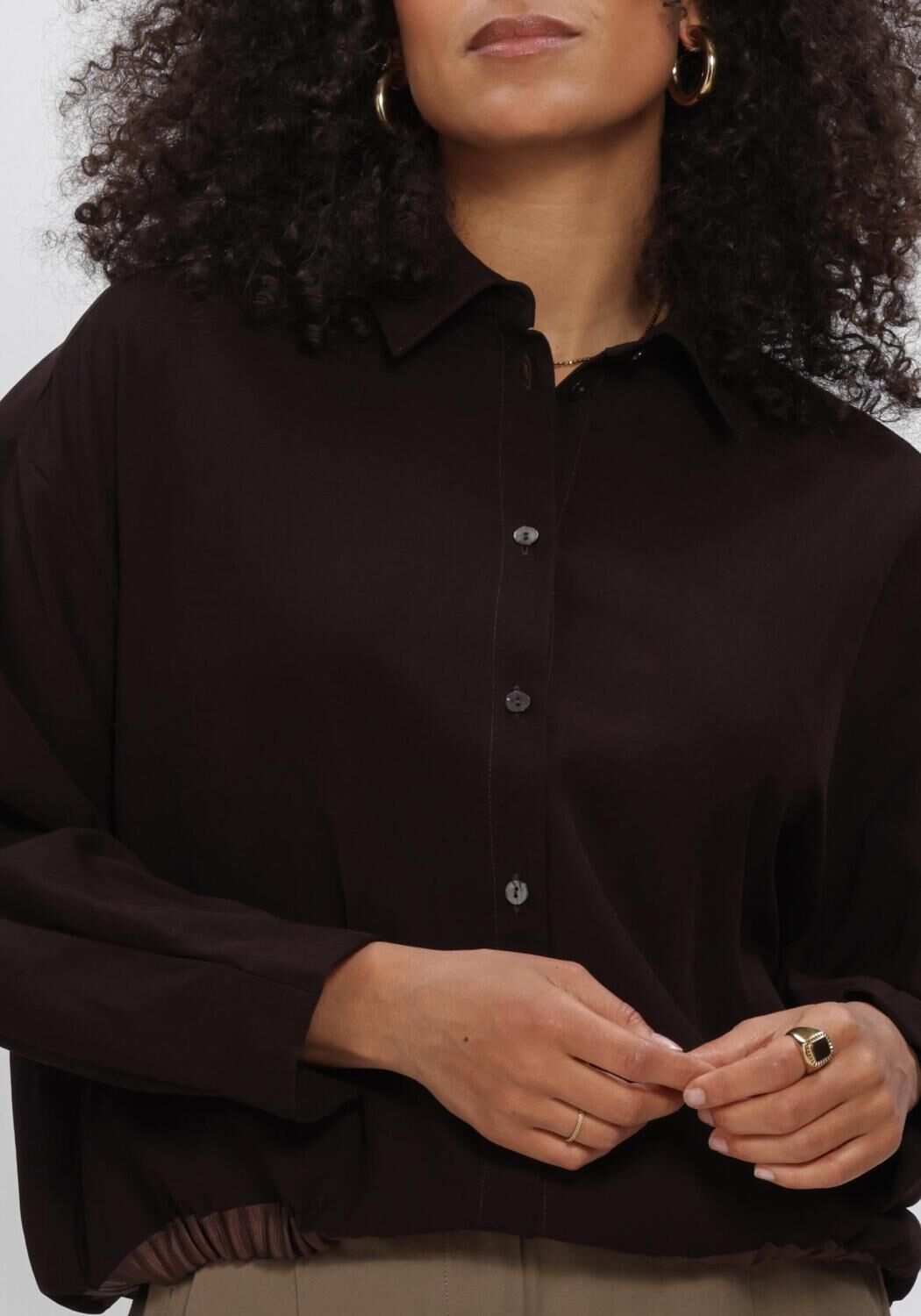 Braune SUMMUM Blusen BLOUSE VISCOSE TWILL - large