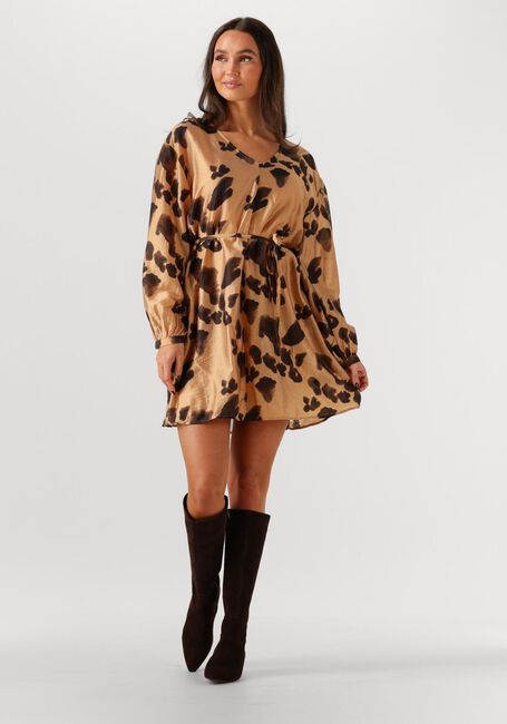 Camelfarbene MSCH COPENHAGEN Minikleid MSCHNILLA ROMINA SHORT DRESS AOP - large