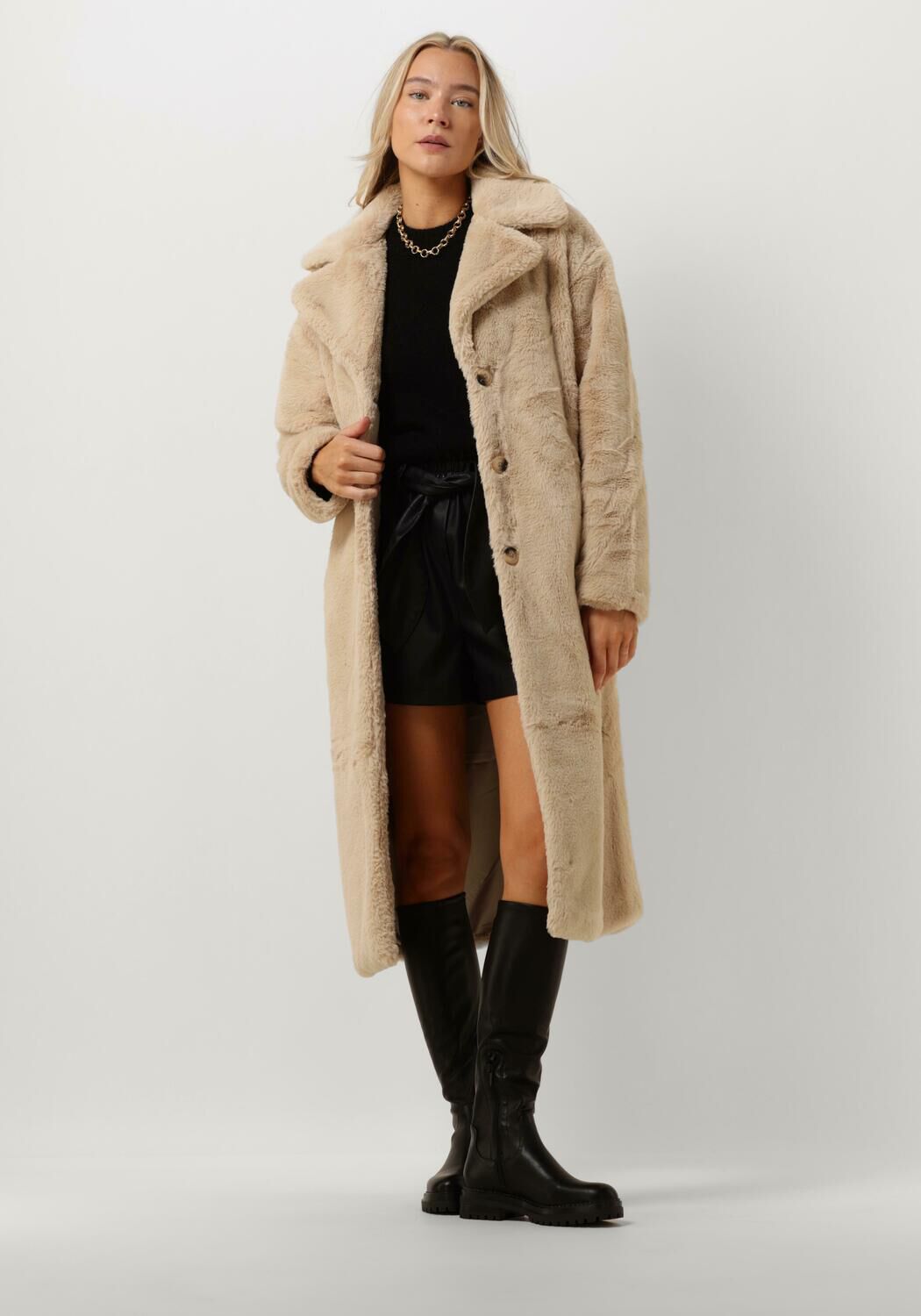 Ecru NOTRE V Fake Fur Jack FUR COAT LONG Omoda