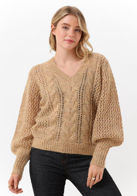 Camelfarbene MOS MOSH Pullover IMMA V-NECK KNIT - large