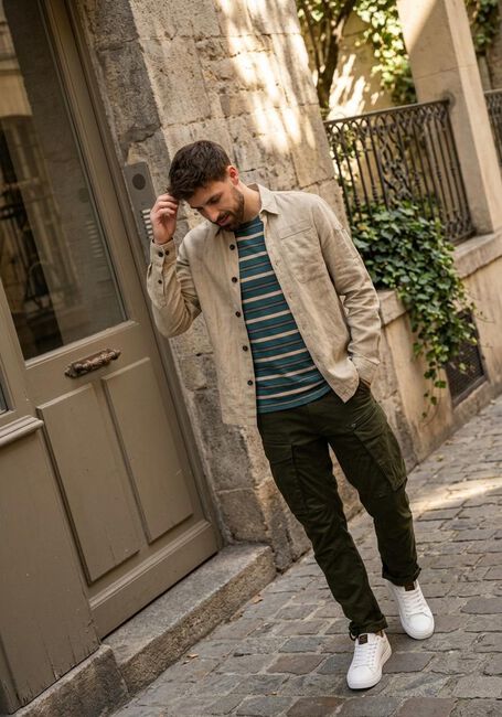 Beige PME LEGEND Casual-Oberhemd LONG SLEEVE SHIRT CTN/LINEN 2 TONE HERRINGBONE - large