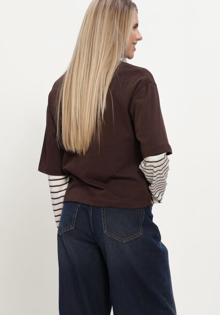 Braune CATWALK JUNKIE Sweatshirt LOOSE FIT TSHIRT WITH STRIPED SLEEVES - large