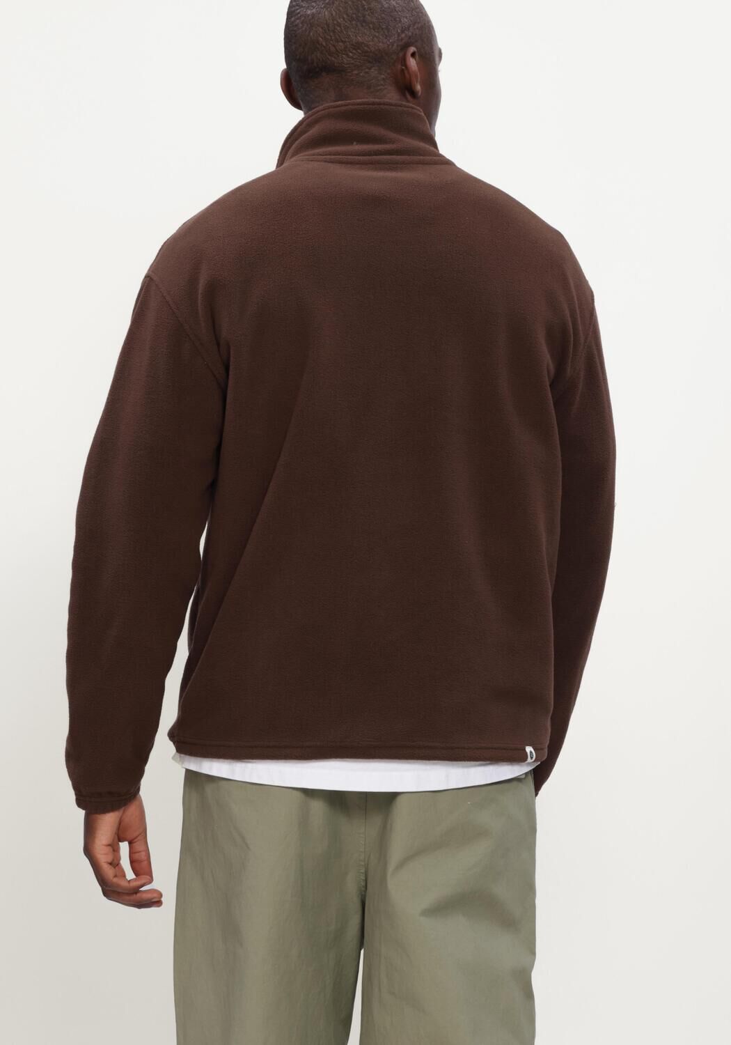 Braune ANERKJENDT Pullover AKTONI FLEECE HALF ZIP SWEAT - large