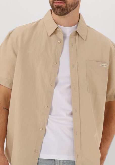 Beige CALVIN KLEIN Casual-Oberhemd LINEN COTTON S/S SHIRT - large