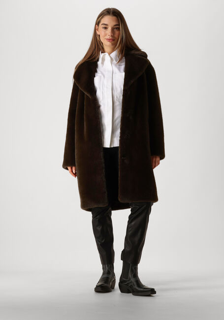 Braune STAND STUDIO Fake-Fur-Jack CAMILLE COCOON COAT - large