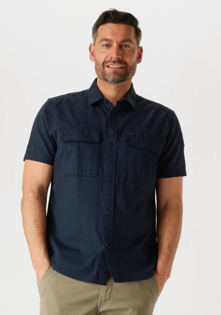 Blaue PME LEGEND Casual-Oberhemd SHORT SLEEVE SHIRT SLUB COTTON - large