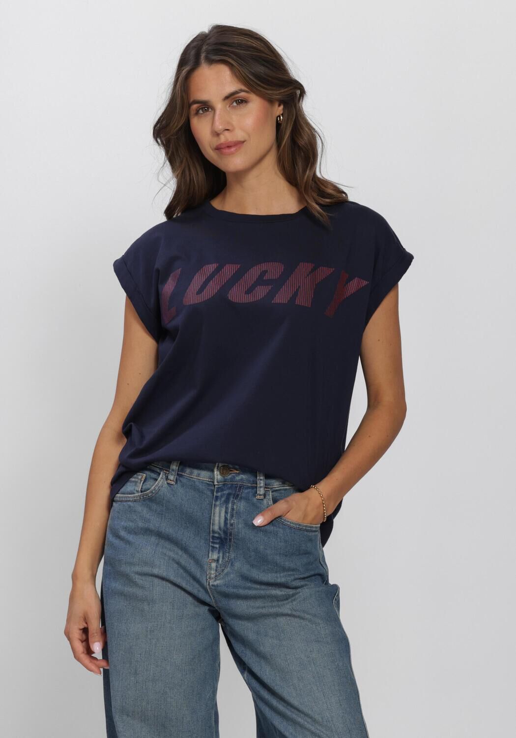 Dunkelblau BY-BAR T-shirt TOBI STRIPED SPEED TOP - large