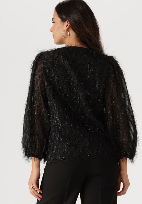 Schwarze JANSEN AMSTERDAM Blusen FF178 PUFFED 3/4 SLEEVE TOP - large