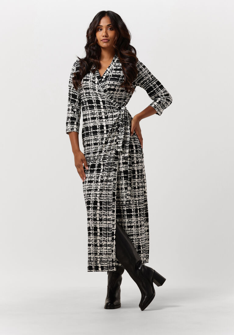 schwarze vanilia maxikleid duo check wrap dress