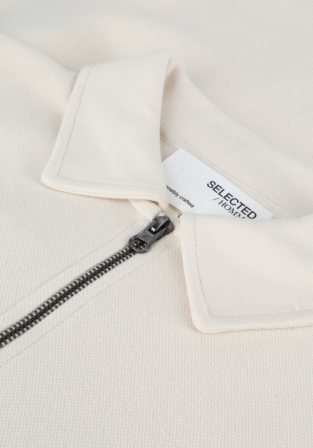 Nicht-gerade weiss SELECTED MEN Sweatshirt SLHRELAXLEXTER LS POLO W - large