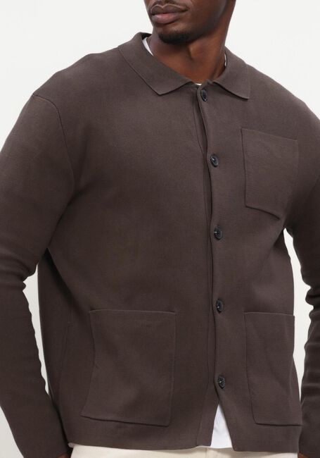 Braune SELECTED MEN Strickjacke SLMMIKE LIGHT POLO CARDIGAN - large