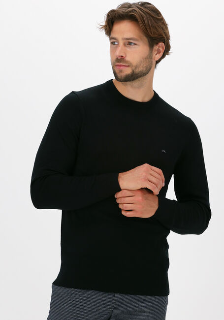 Schwarze CALVIN KLEIN Pullover SUPERIOR WOOL CREW NECK SWEATE - large